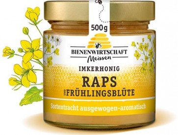 #2667 BWM Raps-Frühlingsblüte 500g Glas Honig