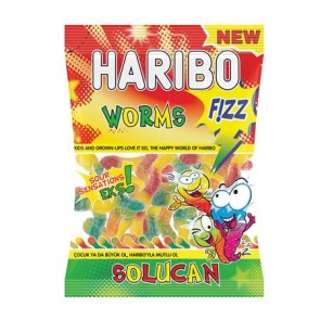 #1768 Haribo Fizz Worms 24X80g     10526